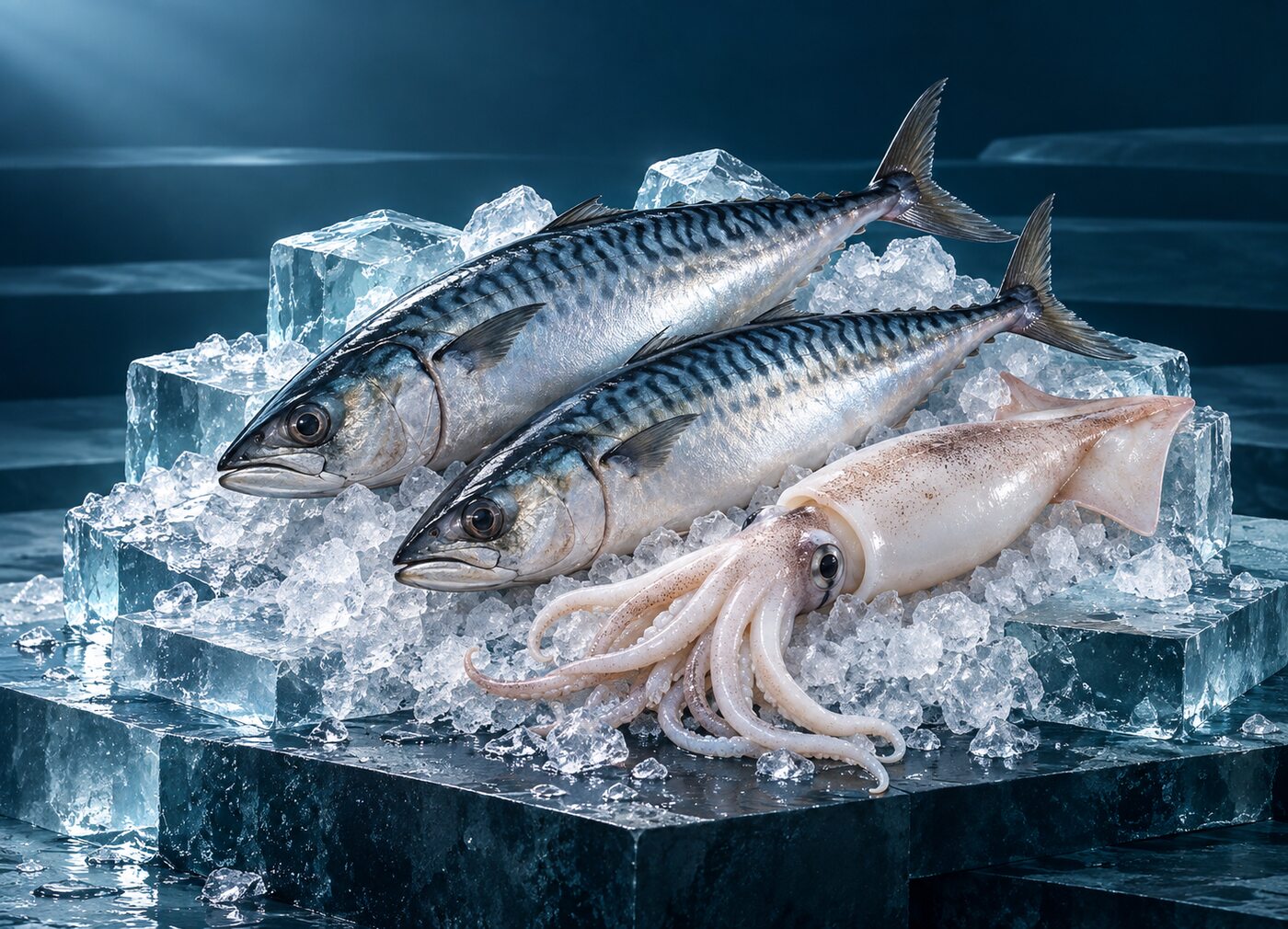 3D seafood and ice illustration